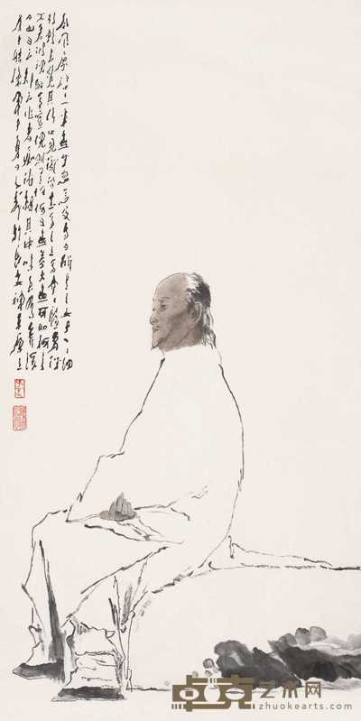 王子武 1984年作 曹雪芹肖像 镜心 134×67cm
